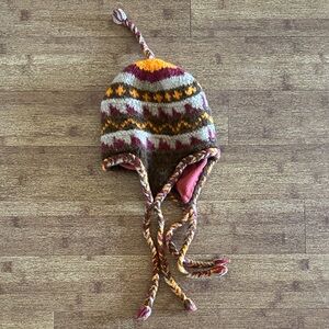 100% wool Earflap Knit Hat in Multicolor
